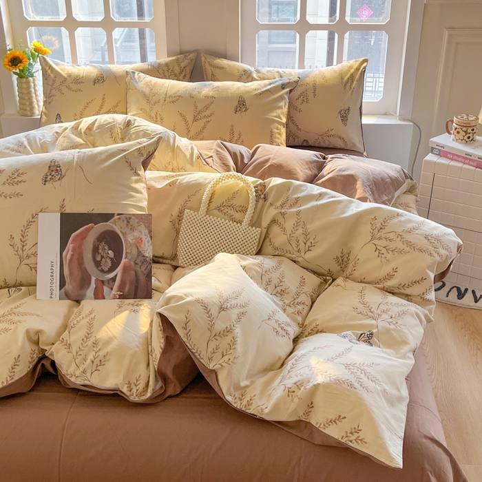 91家纺网 家纺一手货源 找家纺 千朵 2024新款全棉磨毛四件套 沐梦