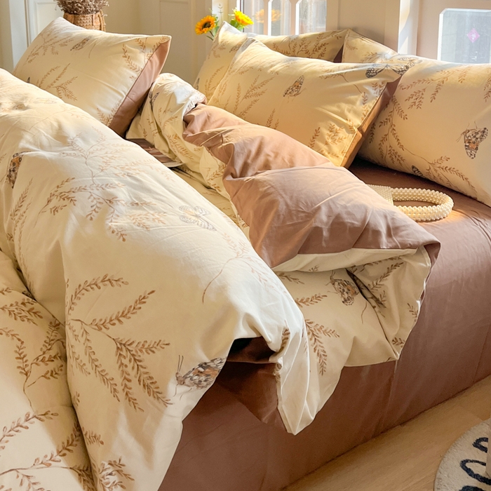 91家纺网 家纺一手货源 找家纺 千朵 2024新款全棉磨毛四件套 沐梦