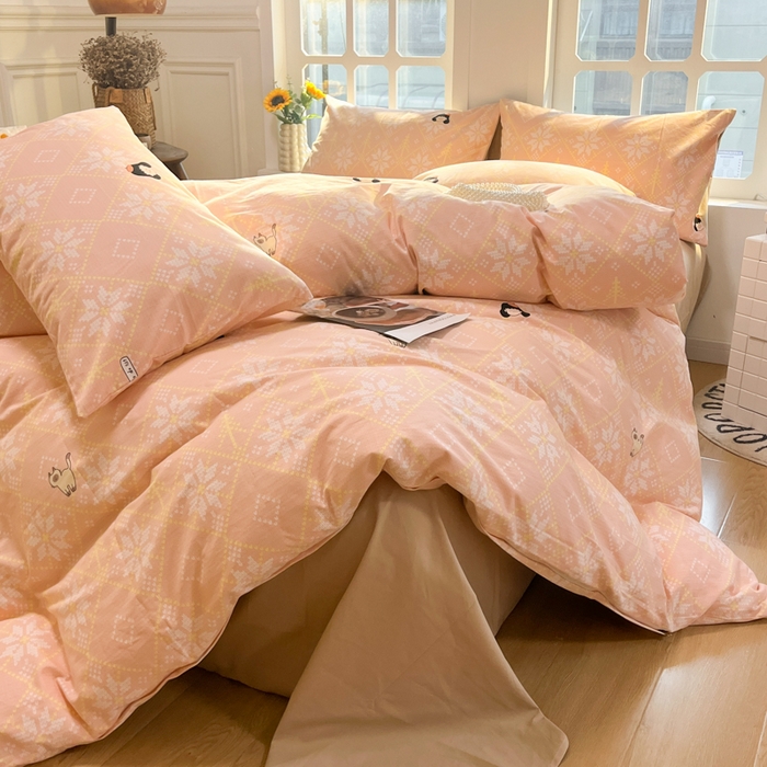 91家纺网 家纺一手货源 找家纺 千朵 2024新款全棉磨毛四件套 南浔