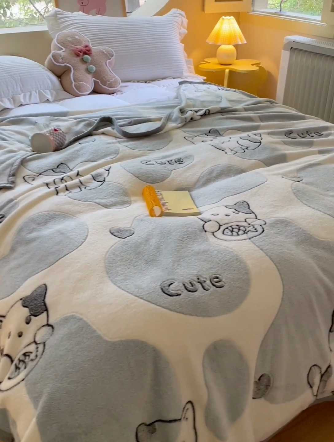 91家纺网 家纺一手货源 找家纺 慕尚家纺 2025新款高克重加厚雪花绒毛毯毯子 可爱猫咪