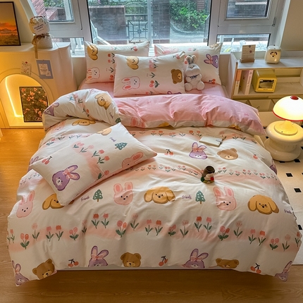 91家纺网 家纺一手货源 找家纺 总推 金牛座 2025新款全棉13372印花小清新四件套