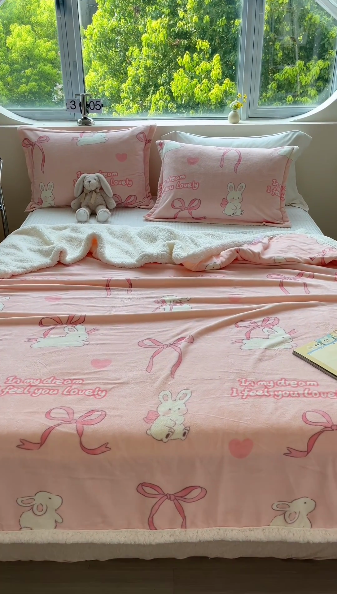 91家纺网 家纺一手货源 找家纺 沐慕 2024新款AB版牛奶绒拼羊羔绒毛毯毯子 毛毯-仙仙兔