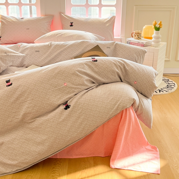 91家纺网 家纺一手货源 找家纺 千朵 2024新款全棉磨毛四件套 萌宠