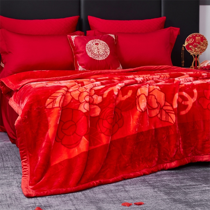 91家纺网 家纺一手货源 找家纺 凯轩毛毛毯毯子网销专供 2024新款A类双层云毛毯毯子 花印象