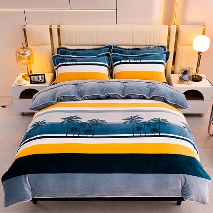 91家纺网 家纺一手货源 找家纺 （总）佳一 2025新款高克重印花牛奶绒单被套直播爆款电商爆款