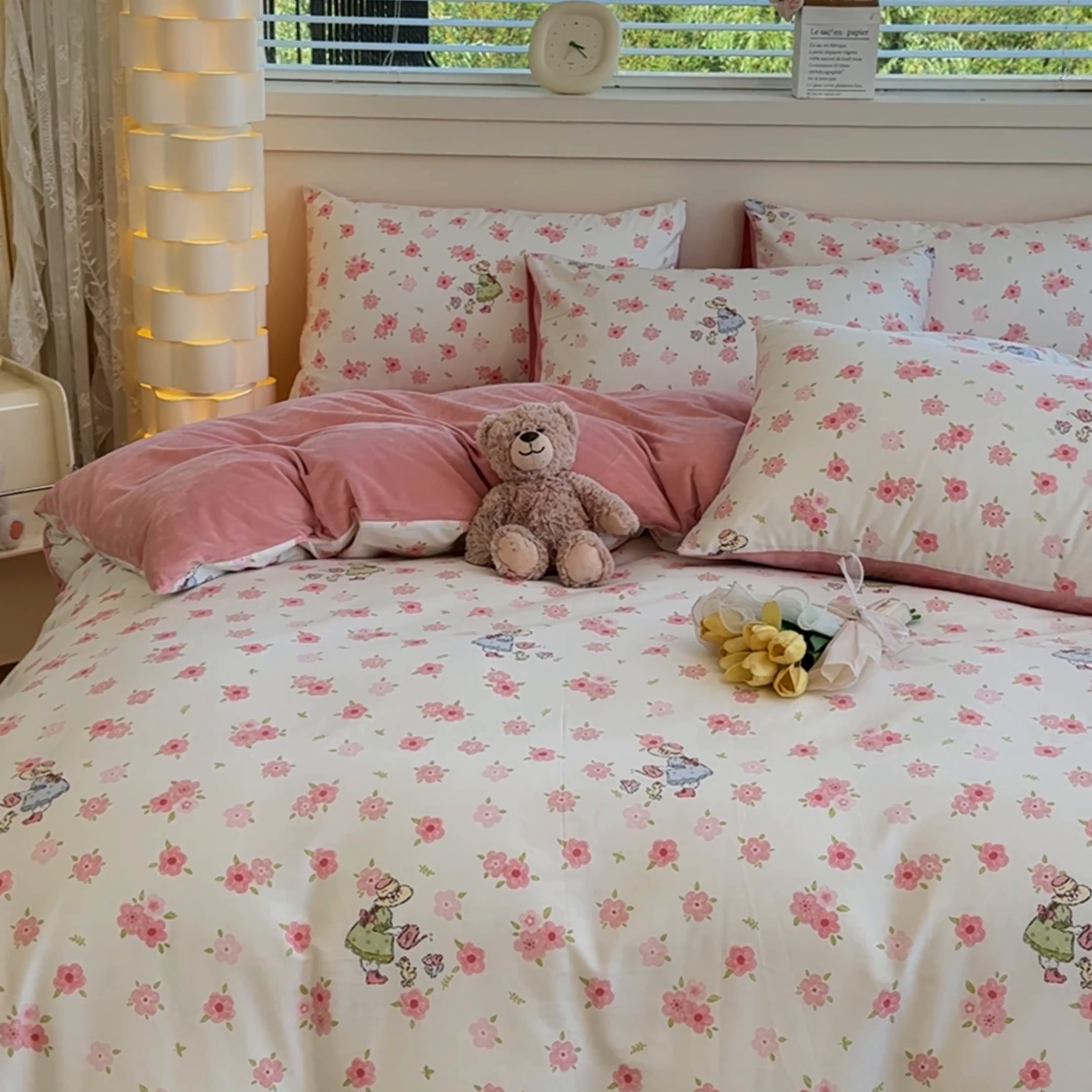 91家纺网 家纺一手货源 找家纺 清雅福 2024新款小清新ins棉加绒印花四件套系列-棉绒风格一 棉绒美丽人生