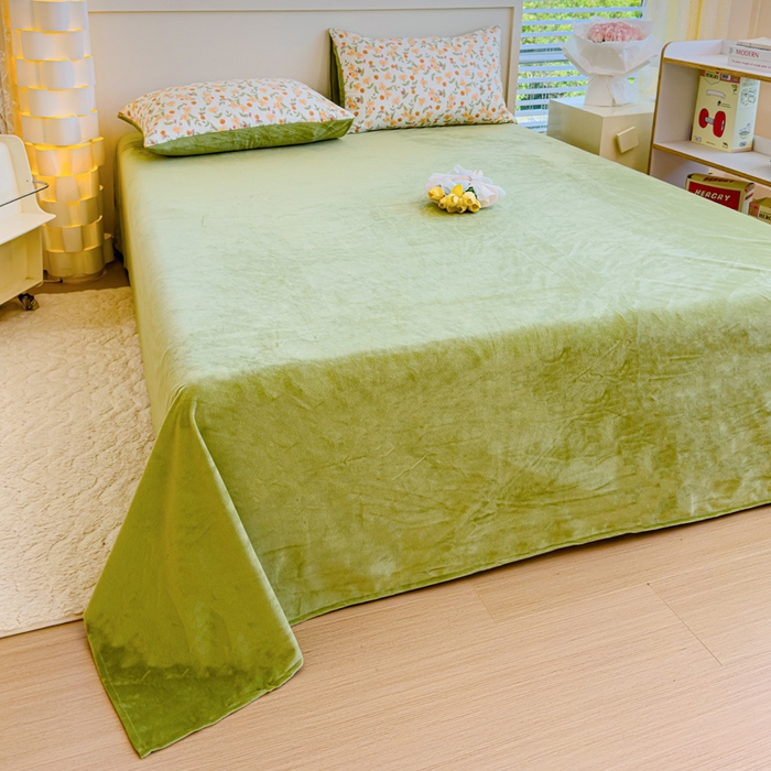 91家纺网 家纺一手货源 找家纺 清雅福 2024新款小清新ins棉加绒印花四件套系列-棉绒风格一 棉绒花千朵