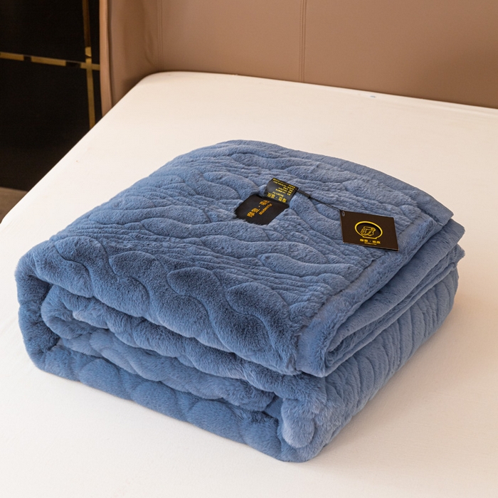 91家纺网 家纺一手货源 找家纺 凯轩毛毛毯毯子网销专供 2024新款精品仿裘皮毛毯毯子 淡蓝