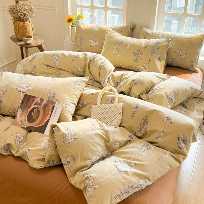 91家纺网 家纺一手货源 找家纺 千朵 2024新款全棉磨毛四件套 秋屿