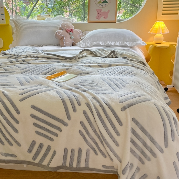 91家纺网 家纺一手货源 找家纺 慕尚家纺 2025新款高克重加厚雪花绒毛毯毯子 素蓝