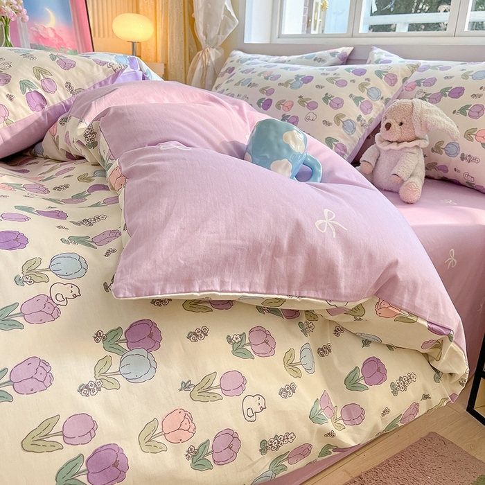 91家纺网 家纺一手货源 找家纺 麦伦家居 2024全棉斜纹13372小清新碎花卡通系列四件套 美雅