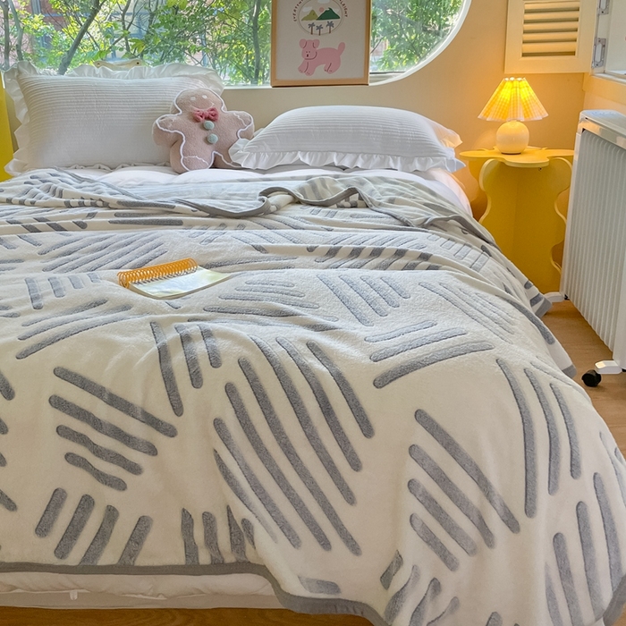 91家纺网 家纺一手货源 找家纺 慕尚家纺 2025新款高克重加厚雪花绒毛毯毯子 素蓝