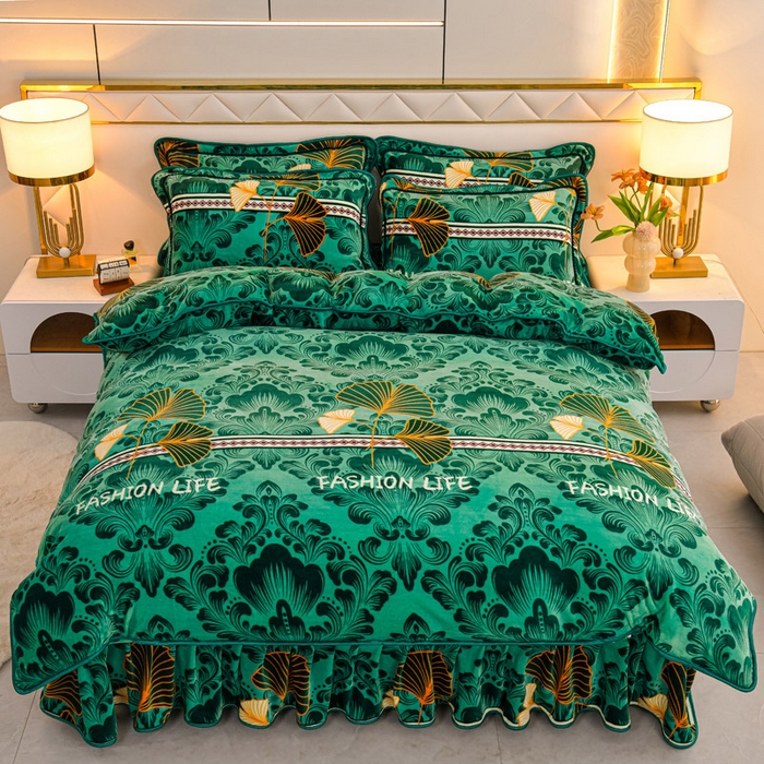 91家纺网 家纺一手货源 找家纺 金柚子 2024新款加厚牛奶绒四件套 时尚人生