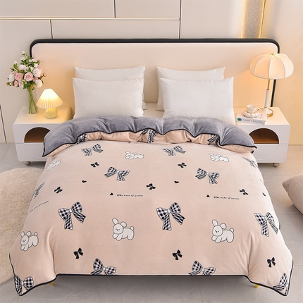 91家纺网 家纺一手货源 找家纺 （总）佳一 2025新款高克重印花牛奶绒单被套直播爆款电商爆款