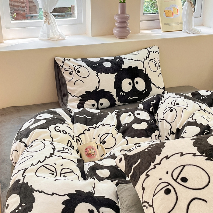 91家纺网 家纺一手货源 找家纺 雅居纺家纺 2024新款高克重印花牛奶绒单枕套 小煤球