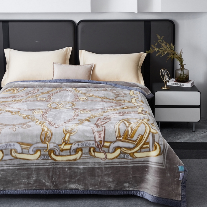 91家纺网 家纺一手货源 找家纺 凯轩毛毛毯毯子网销专供 2024新款新中式大版印花双层云毛毯毯子 欧情