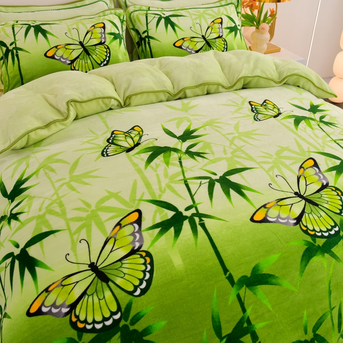 91家纺网 家纺一手货源 找家纺 金柚子 2024新款加厚牛奶绒四件套 翩翩起舞