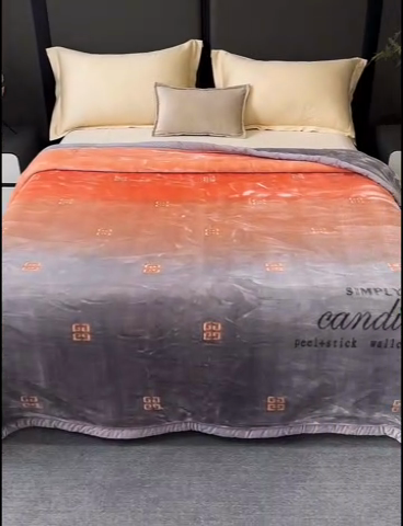 91家纺网 家纺一手货源 找家纺 凯轩毛毛毯毯子网销专供 2024新款新中式大版印花双层云毛毯毯子 见变