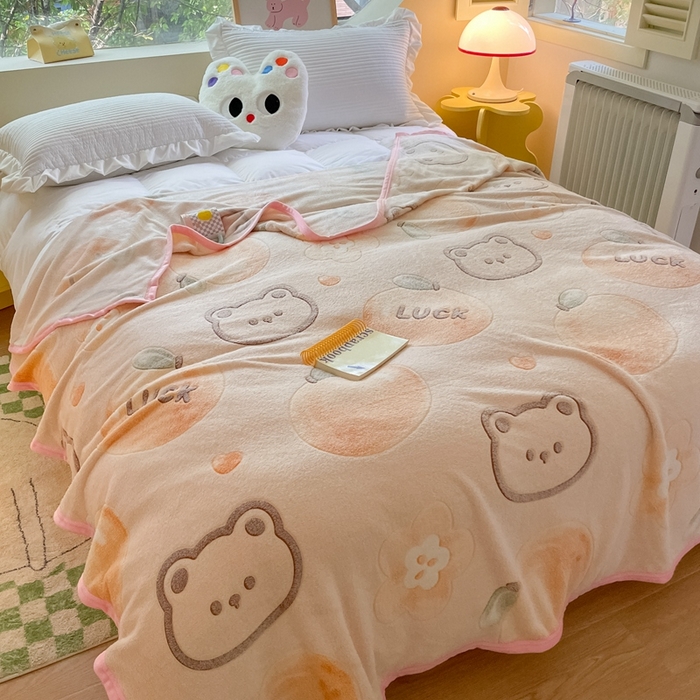 91家纺网 家纺一手货源 找家纺 慕尚家纺 2025新款高克重加厚雪花绒毛毯毯子 桔子熊