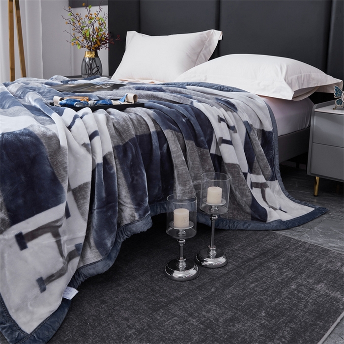 91家纺网 家纺一手货源 找家纺 凯轩毛毛毯毯子网销专供 2024新款A类双层云毛毯毯子 H蓝