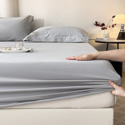 91家纺网 家纺一手货源 找家纺  2024新款【A类母婴级】加厚全棉磨毛四件套纯棉保暖床笠纯色床垫保护罩冬季单件床上用品 夜灰【A类加厚全棉品质】