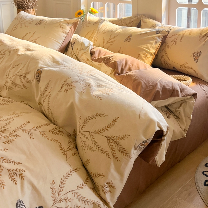 91家纺网 家纺一手货源 找家纺 千朵 2024新款全棉磨毛四件套 沐梦