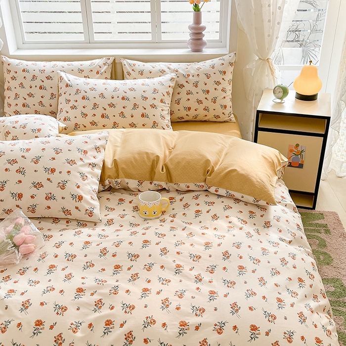 91家纺网 家纺一手货源 找家纺 麦伦家居 2024全棉斜纹13372小清新碎花卡通系列四件套 玫瑰庄园