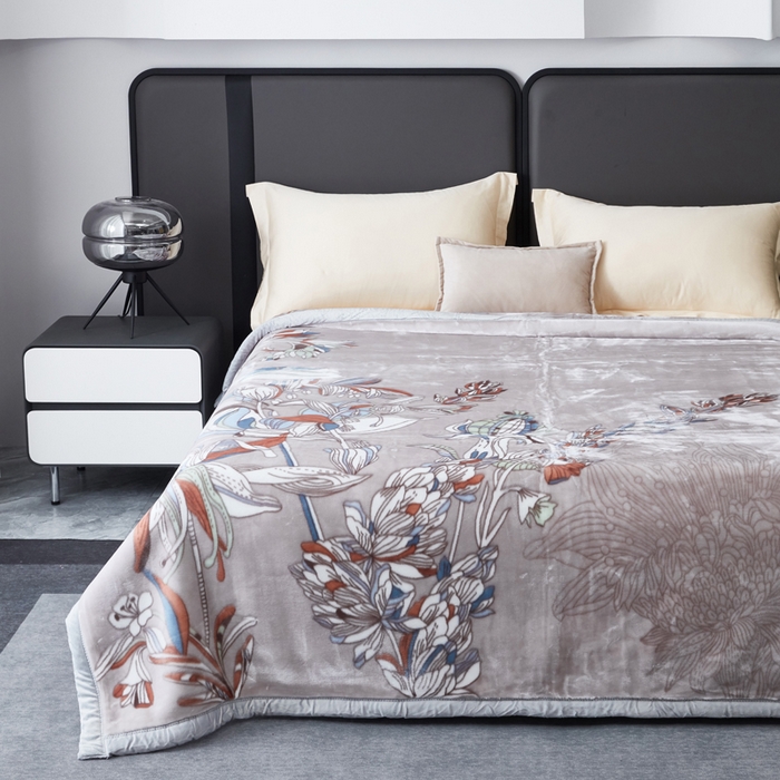 91家纺网 家纺一手货源 找家纺 凯轩毛毛毯毯子网销专供 2024新款新中式大版印花双层云毛毯毯子 梦影