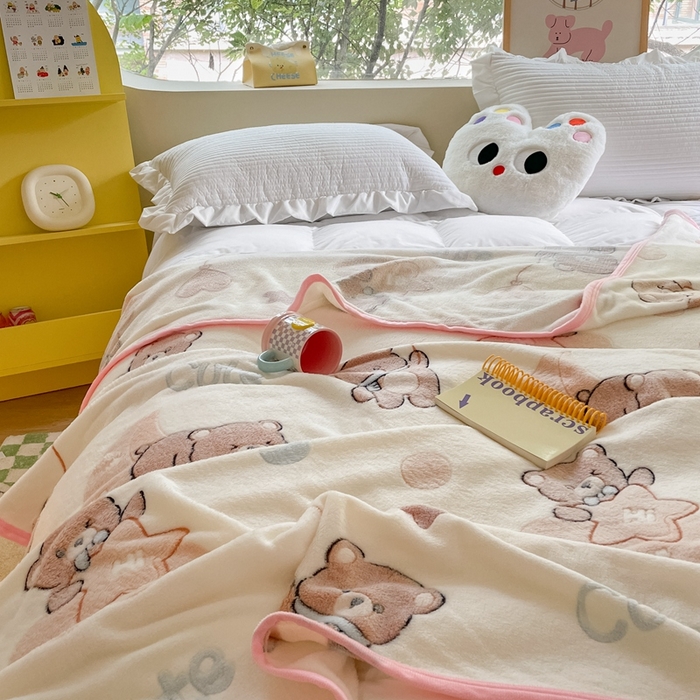 91家纺网 家纺一手货源 找家纺 慕尚家纺 2025新款高克重加厚雪花绒毛毯毯子 星空熊