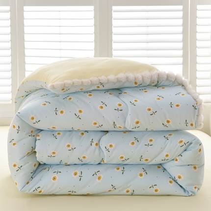 圣楚家纺 2024新款加厚保暖云朵棉毛球冬被 笑脸甜心