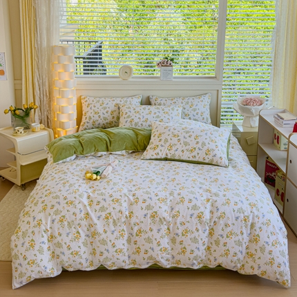 清雅福 2024新款小清新ins棉加绒印花四件套系列-棉绒风格一 棉绒森夏