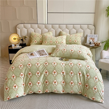 91家纺网 家纺一手货源 找家纺 （总）佰亿莱 2024新款雕花牛奶绒四件套