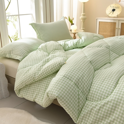 圣楚家纺 2024新款绗缝保暖印花冬被 绿小格