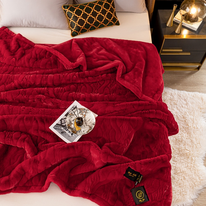 91家纺网 家纺一手货源 找家纺 凯轩毛毛毯毯子网销专供 2024新款精品仿裘皮毛毯毯子 大红