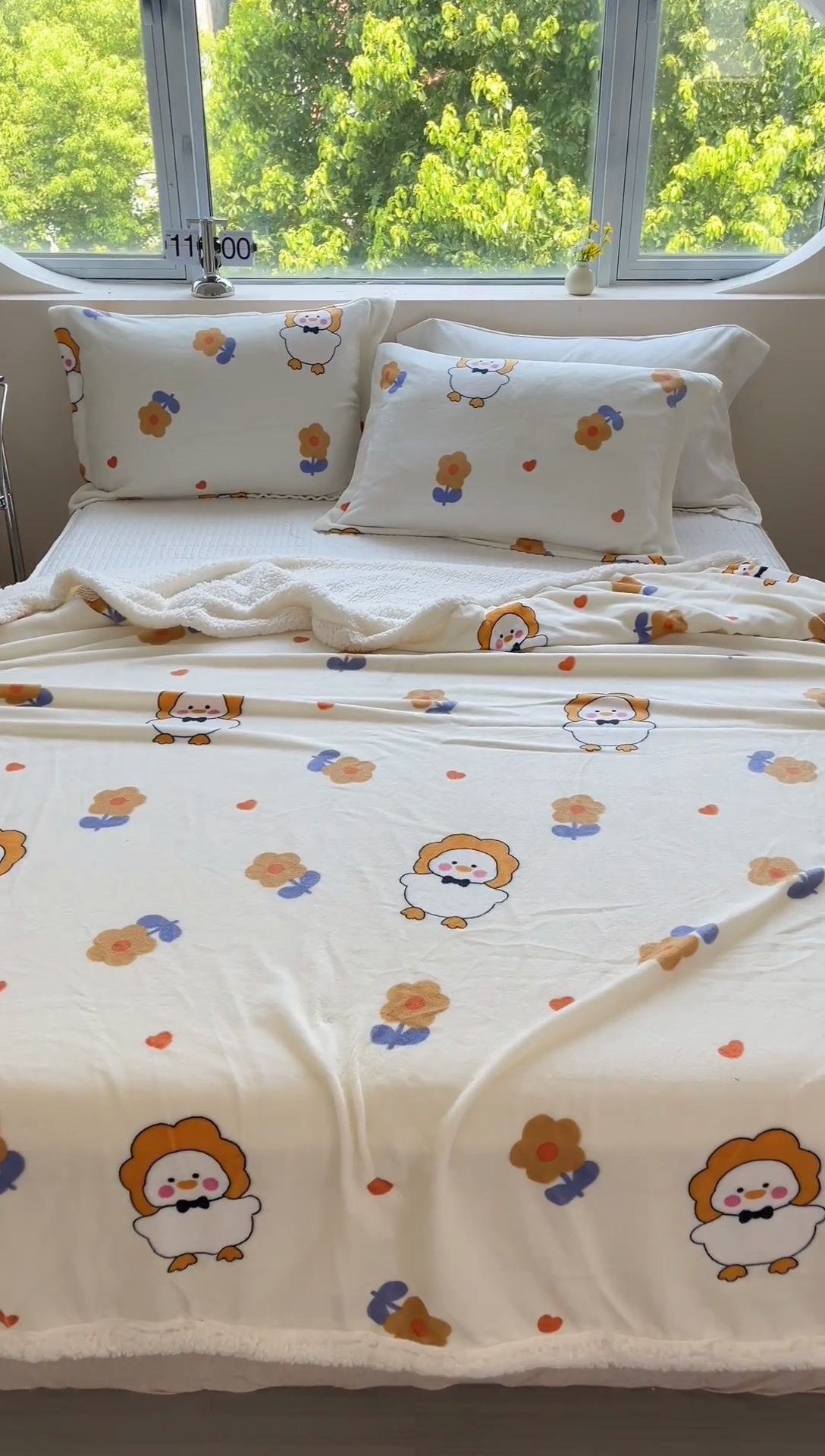 91家纺网 家纺一手货源 找家纺 沐慕 2024新款AB版牛奶绒拼羊羔绒毛毯毯子 毛毯-萌萌鸭