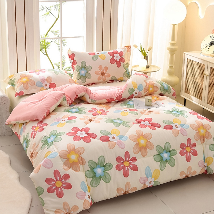 91家纺网 家纺一手货源 找家纺 圣楚家纺 2024新款绗缝保暖印花冬被 花海