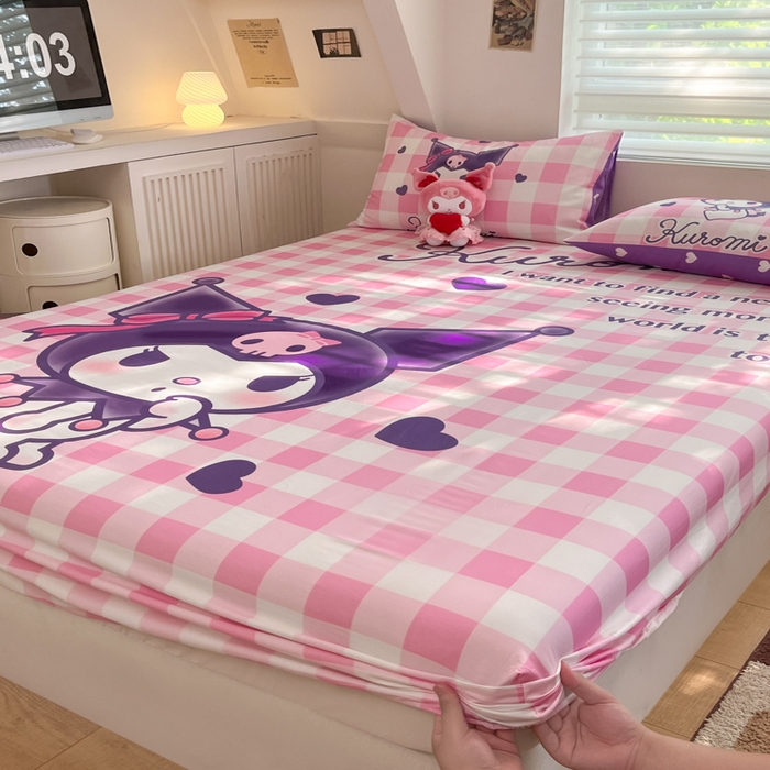 91家纺网 家纺一手货源 找家纺 金爱家 2024新款40s全棉大阪三丽鸥单品系列 M-粉粉库洛米