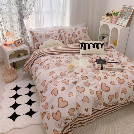 91家纺网 家纺一手货源 找家纺 （总）庭笙 新款丝带款臻品磨毛印花四件套