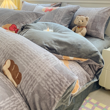 91家纺网 家纺一手货源 找家纺 （总）斯卡诺2025新款直播轻奢爆款小清新牛奶宝宝绒四件套