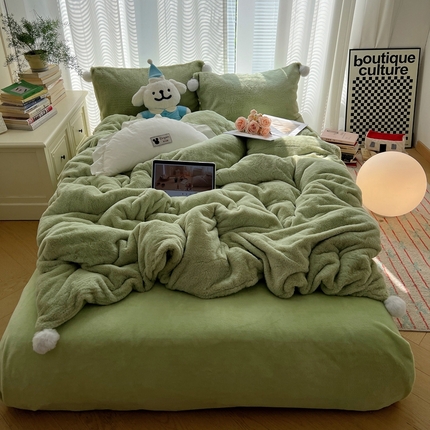 91家纺网 家纺一手货源 找家纺 （总）金爱家 2024新款A类兔毛毛球350克立体牛奶绒四件套