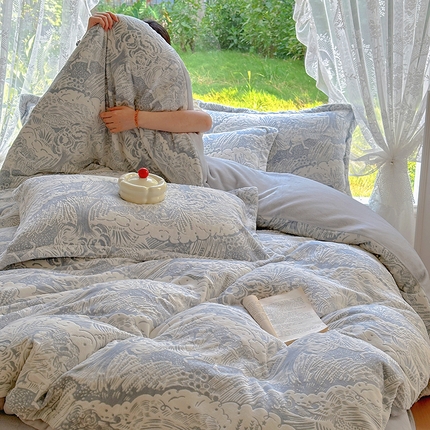 91家纺网 家纺一手货源 找家纺 （总）昊川家纺 2025新款直播热款短毛绒牛奶绒四件套立体雕花四件套