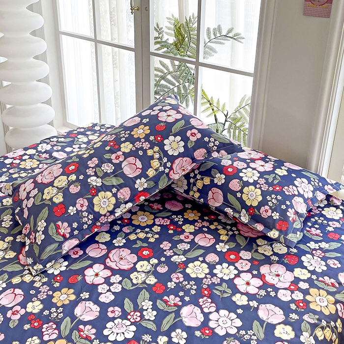 91家纺网 家纺一手货源 找家纺 梵巢家纺 芦荟棉三四件套，床单，被套，枕套化纤四件套花满城