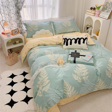 91家纺网 家纺一手货源 找家纺 （总）庭笙 新款丝带款臻品磨毛印花四件套