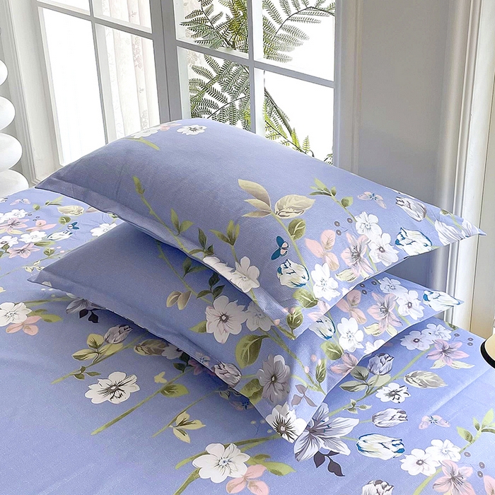 91家纺网 家纺一手货源 找家纺 梵巢家纺 芦荟棉三四件套，床单，被套，枕套化纤四件套淡雅花姿