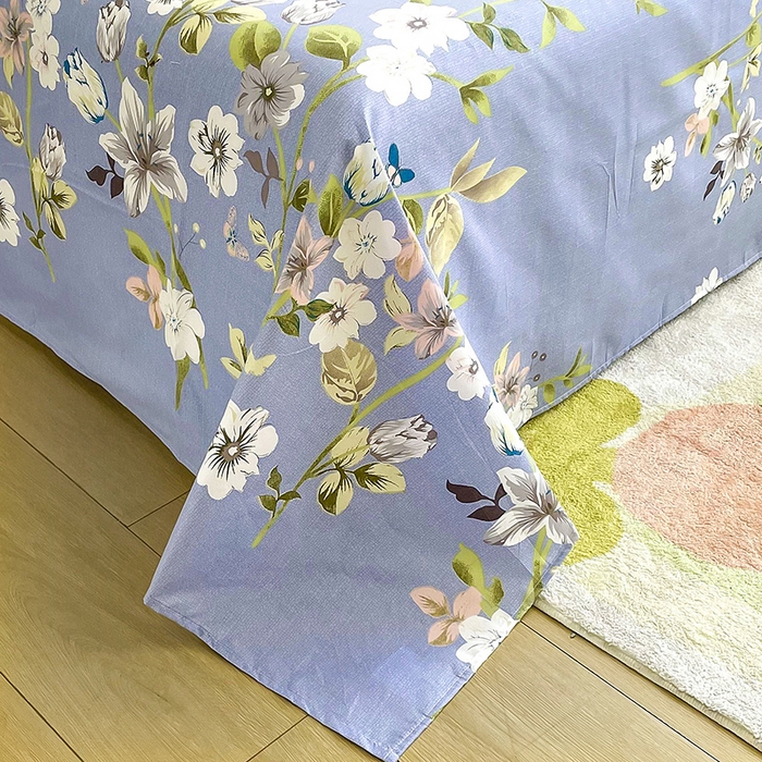 91家纺网 家纺一手货源 找家纺 梵巢家纺 2025新款加厚芦荟棉床单磨毛化纤床单淡雅花姿