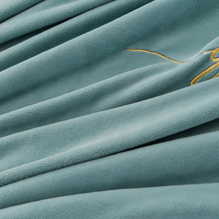 91家纺网 家纺一手货源 找家纺 氧家 2024新款宽边撞色对角牛奶绒绣花四件套--典雅 典雅-桃绿