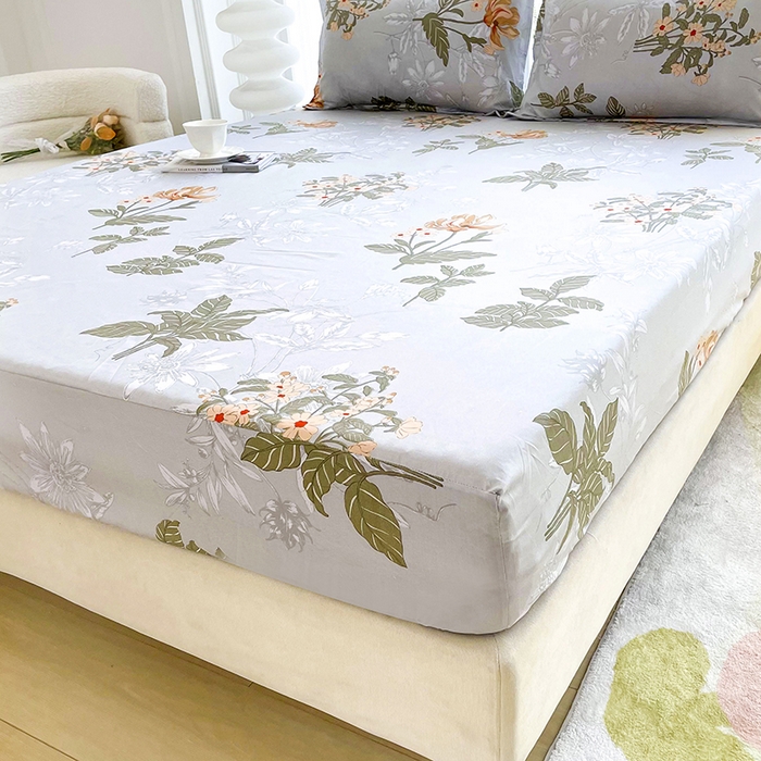 91家纺网 家纺一手货源 找家纺 梵巢家纺 芦荟棉床笠单床笠，外贸跨境单床笠磨毛床笠印花床笠床笠三件套浅浅花香