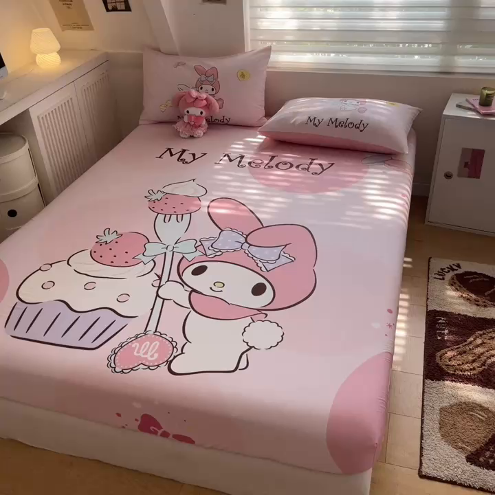 91家纺网 家纺一手货源 找家纺 金爱家 2024新款40s全棉大阪三丽鸥单品系列 M-蛋糕美乐蒂