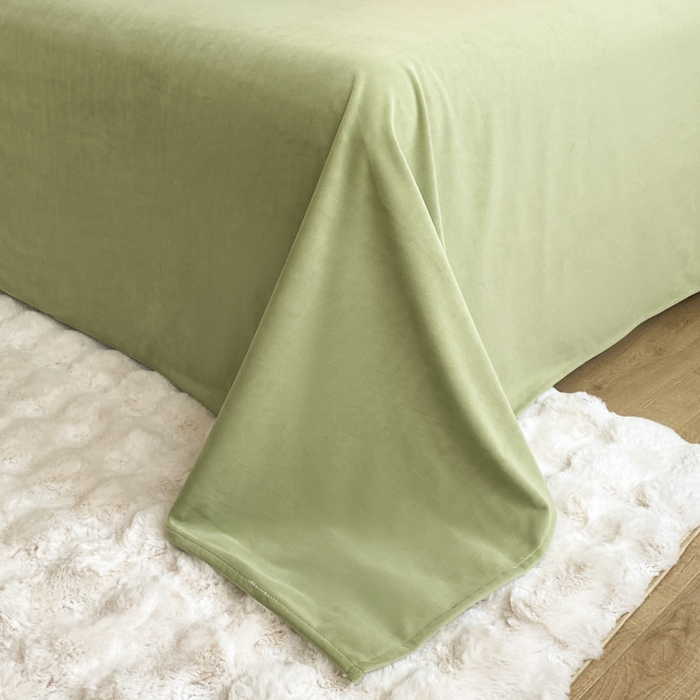 91家纺网 家纺一手货源 找家纺 2024新款水晶绒双拼刺绣四件套-郁金香系列 郁金香-奶白绿