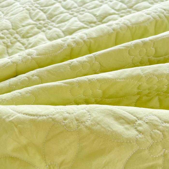 91家纺网 家纺一手货源 找家纺 罗艺轩 2024新款公主风水洗棉夹棉床裙款四件套-花蔓花蔓-元气绿